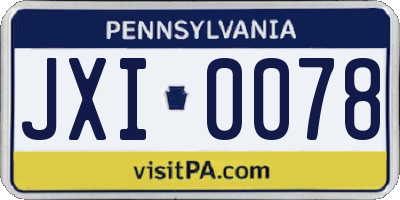 PA license plate JXI0078