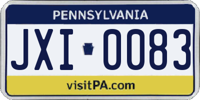 PA license plate JXI0083