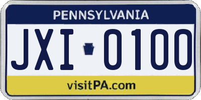 PA license plate JXI0100