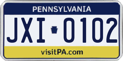 PA license plate JXI0102
