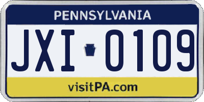 PA license plate JXI0109