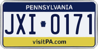 PA license plate JXI0171