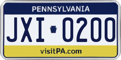 PA license plate JXI0200