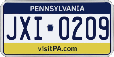 PA license plate JXI0209