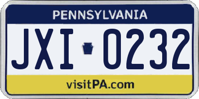 PA license plate JXI0232