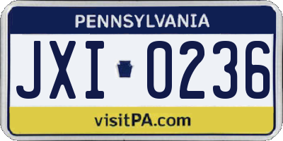 PA license plate JXI0236