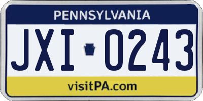 PA license plate JXI0243