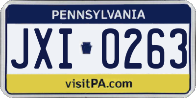PA license plate JXI0263