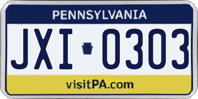 PA license plate JXI0303