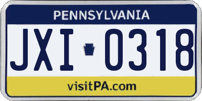 PA license plate JXI0318
