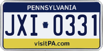 PA license plate JXI0331