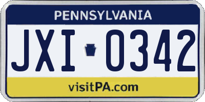 PA license plate JXI0342