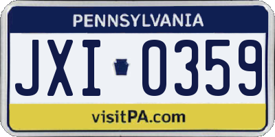 PA license plate JXI0359