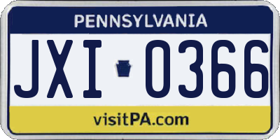 PA license plate JXI0366