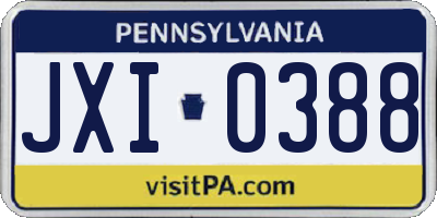 PA license plate JXI0388
