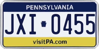 PA license plate JXI0455