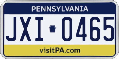 PA license plate JXI0465