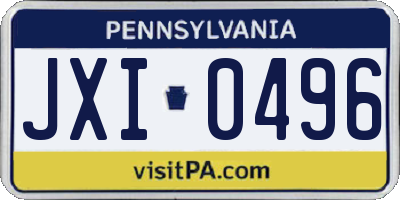 PA license plate JXI0496