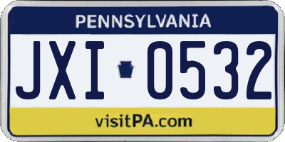 PA license plate JXI0532