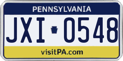 PA license plate JXI0548