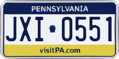 PA license plate JXI0551