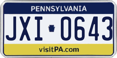 PA license plate JXI0643