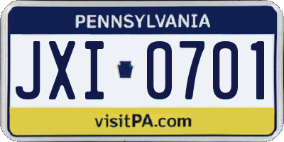 PA license plate JXI0701