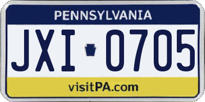 PA license plate JXI0705