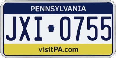 PA license plate JXI0755