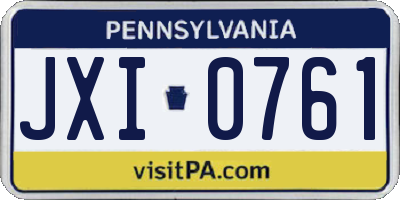 PA license plate JXI0761