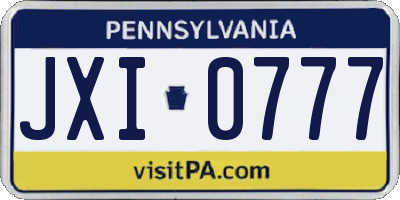 PA license plate JXI0777