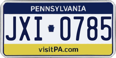 PA license plate JXI0785