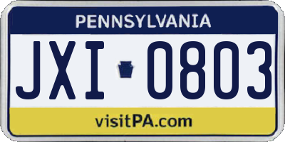 PA license plate JXI0803
