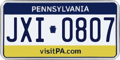 PA license plate JXI0807