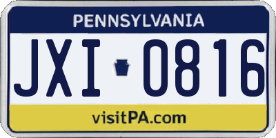 PA license plate JXI0816
