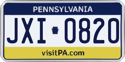 PA license plate JXI0820