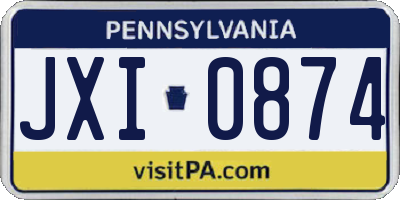 PA license plate JXI0874