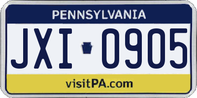 PA license plate JXI0905