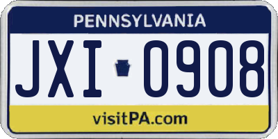 PA license plate JXI0908