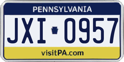 PA license plate JXI0957