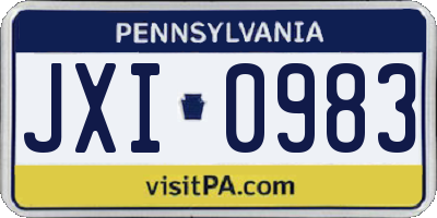 PA license plate JXI0983