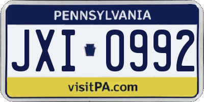 PA license plate JXI0992