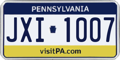PA license plate JXI1007