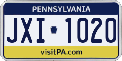 PA license plate JXI1020