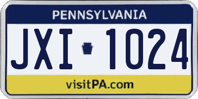 PA license plate JXI1024