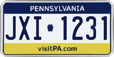 PA license plate JXI1231