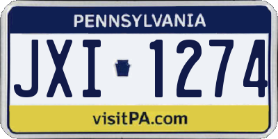 PA license plate JXI1274