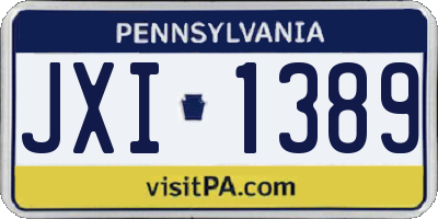 PA license plate JXI1389