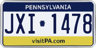 PA license plate JXI1478