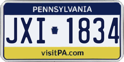 PA license plate JXI1834